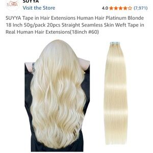 Platinum Blonde Tape in Human Hair Extensions 18”
